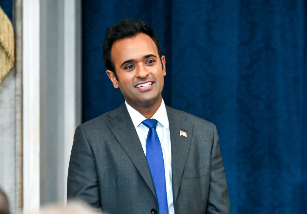 Businessman Vivek Ramaswamy arrives for the inauguration of President-elect Donald Trump in the U.S. Capitol Rotunda in Washington on Jan. 20, 2025. (Kenny Holston-Pool/Getty Images)