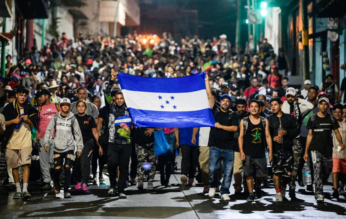 A caravan of migrants of different nationalities heading to the United States leaves the city of Tapachula, Chiapas state, Mexico, on Jan. 12, 2025. (Alfredo Estrella/AFP via Getty Images)