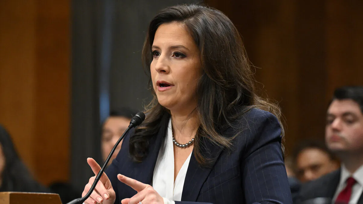 Rep. Elise Stefanik (R-N.Y.) testifies before the Senate Foreign Relations Committee on her nomination to become U.S. Ambassador to the United Nations, on Capitol Hill in Washington on Jan. 21, 2025. (Saul Loeb/AFP via Getty Images)
