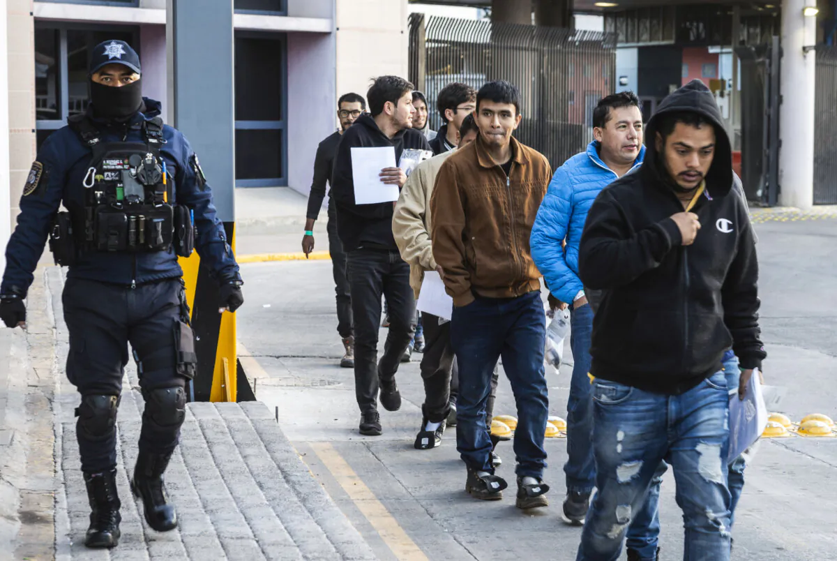 A group of deportees is repatriated to Mexico a day after the second inauguration of President Donald Trump, in Nogales, Mexico, on Jan. 21, 2025. (John Moore/Getty Images)