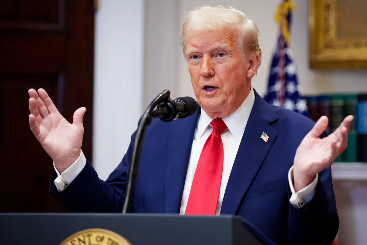 President Donald Trump speaks during a news conference in the Roosevelt Room of the White House on Jan. 21, 2025. (Andrew Harnik/Getty Images)