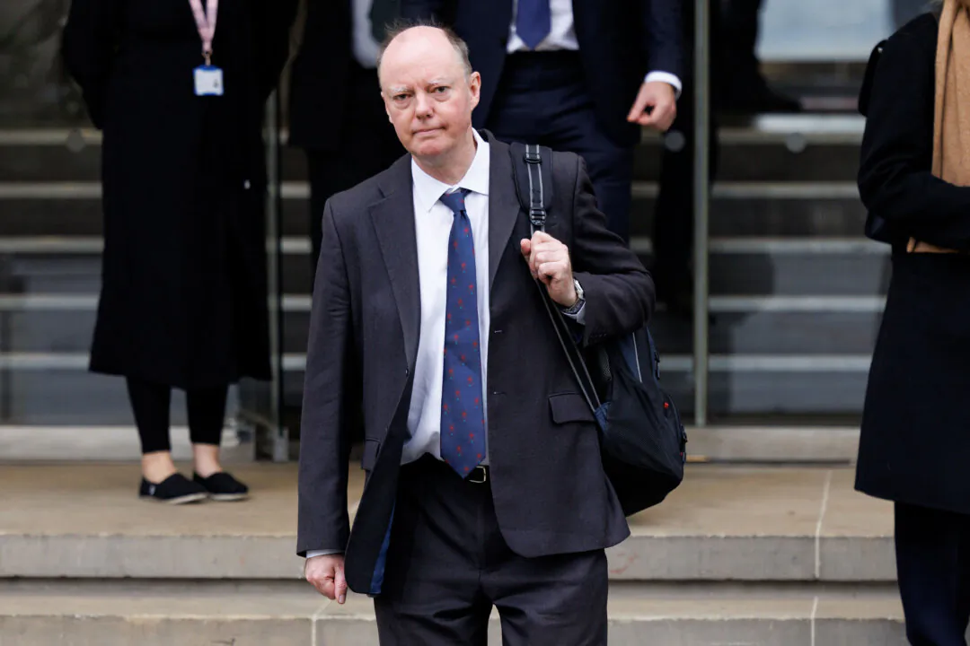 Chief Medical Officer for England Sir Chris Whitty leaves after giving evidence to the UK Covid-19 Inquiry at Dorland House in London on Jan. 20, 2025. (Dan Kitwood/Getty Images)