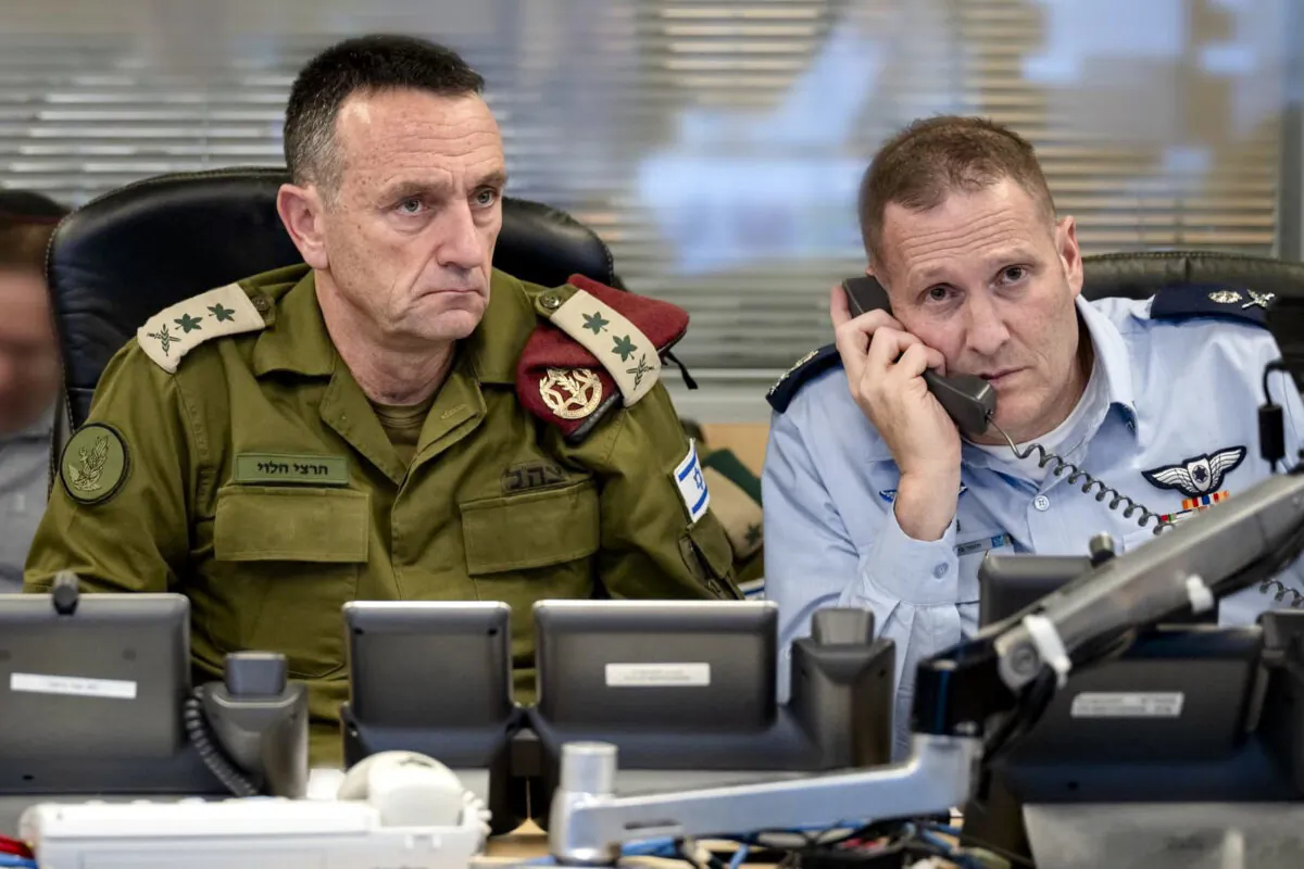 Chief of the General Staff of Israel Defense Forces Herzi Halevi supervises the attack in Iran, in Tel Aviv, Israel, on Oct. 26, 2024. (IDF via Reuters)
