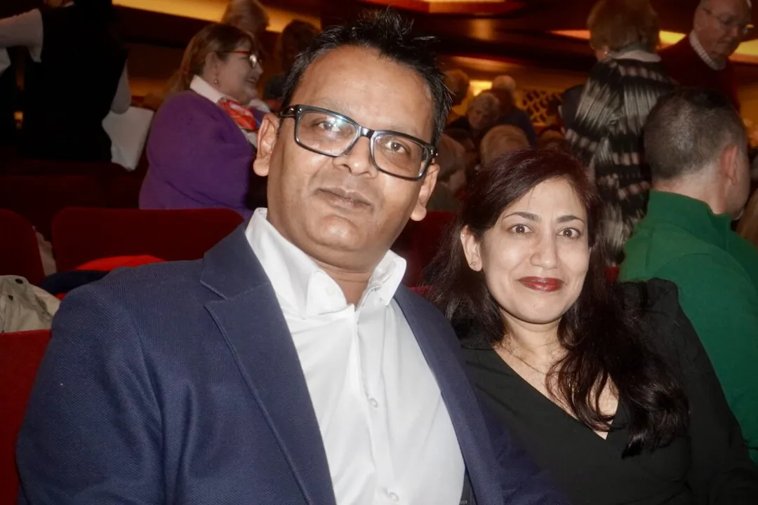 Shaun and Ruby Guranna attended Shen Yun Performing Arts in Oxford, UK, on Jan. 22, 2025. (Mary Man/The Epoch Times)