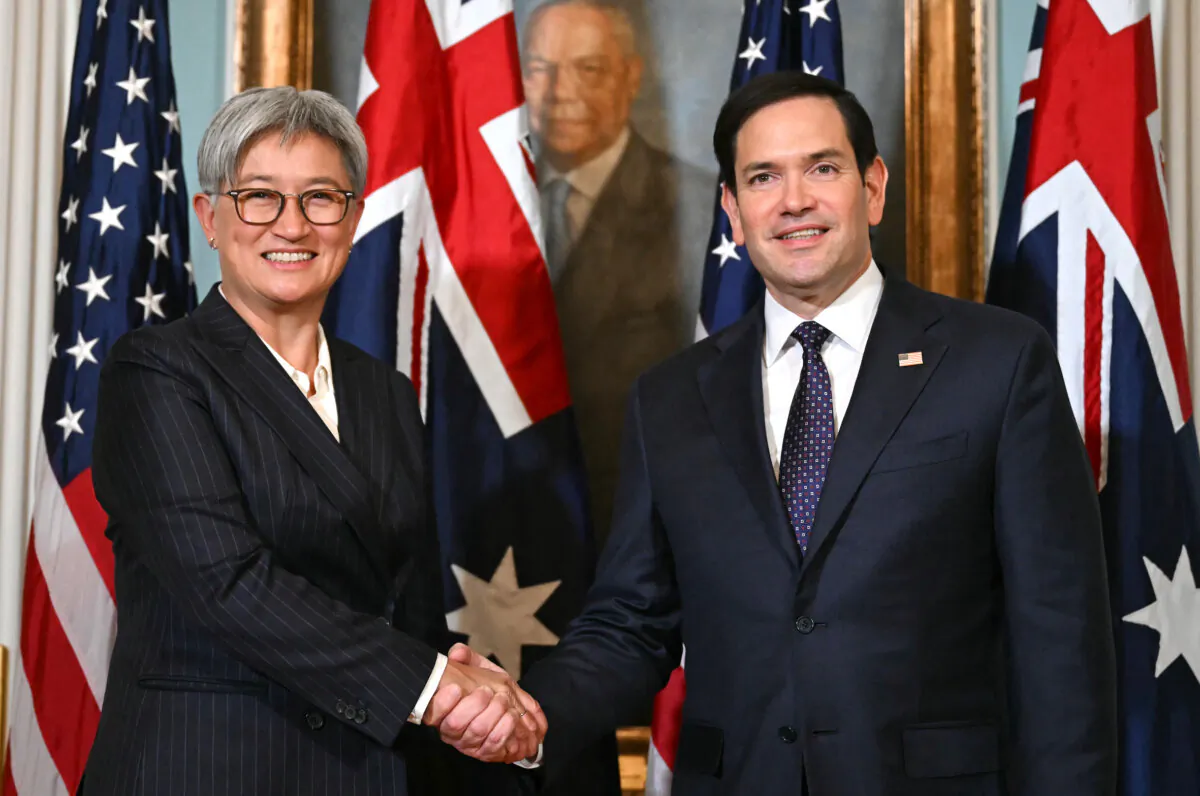 Secretary of State Marco Rubio and Australian Foreign Minister Penny Wong shake hands as they meet at the State Department in Washington on Jan. 21, 2025. (Andrew Caballero-Reynolds/AFP via Getty Images)