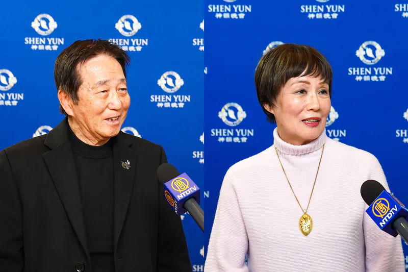 Kenzou Tagawa and his wife Junko Tagawa attended Shen Yun Performing Arts at the Sakai Performing Arts Center in Sakai City on Jan. 10, 2025. (Wei Fujino/The Epoch Times)