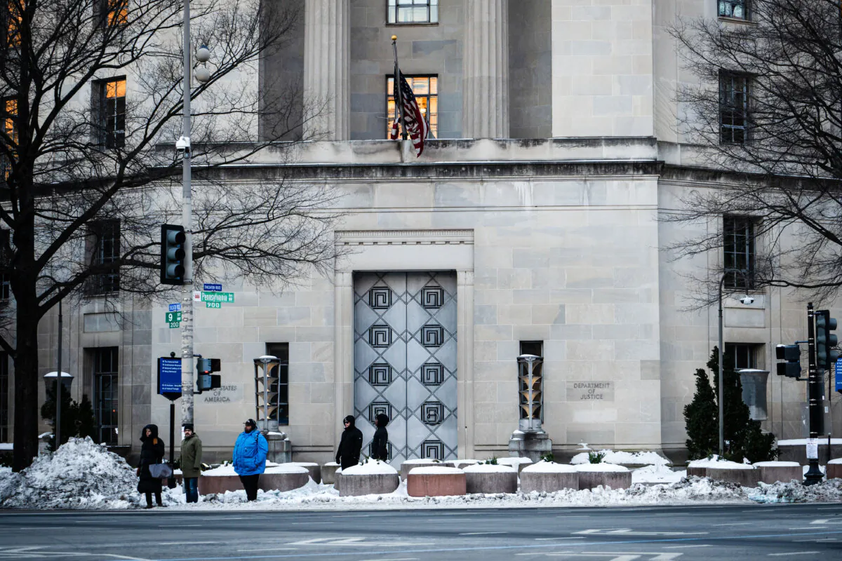 The Department of Justice in Washington on Jan. 9, 2025. (Madalina Vasiliu/The Epoch Times)