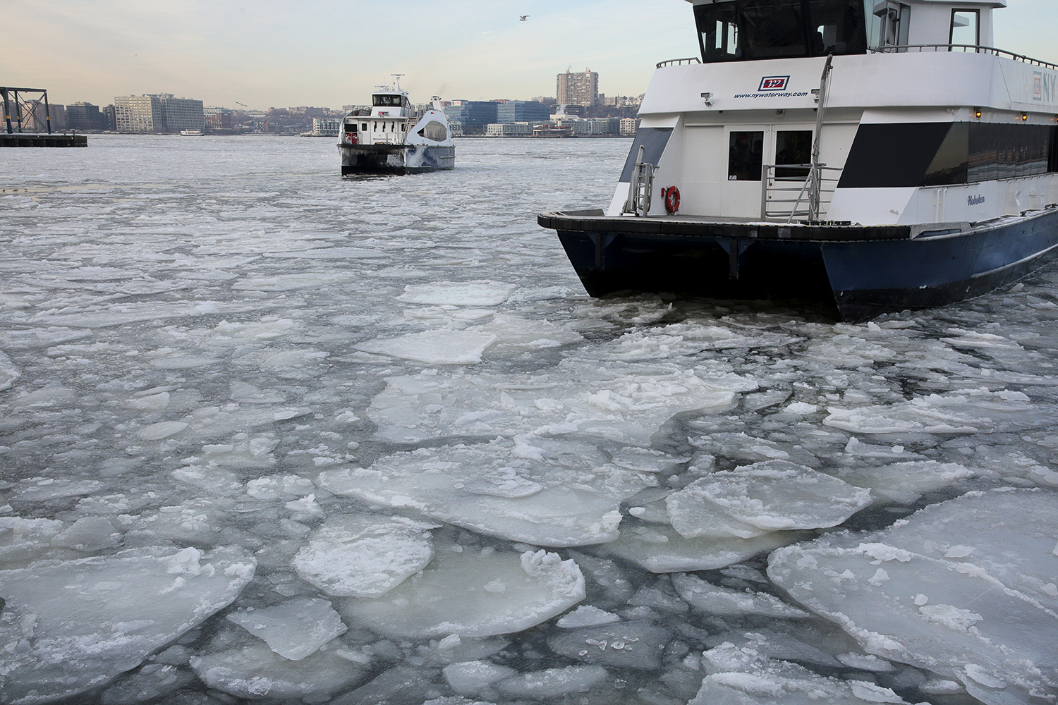 Day in Photos: The Frozen Hudson River, Trump’s Address at Davos Forum, and Thousands of Cranes in Israel