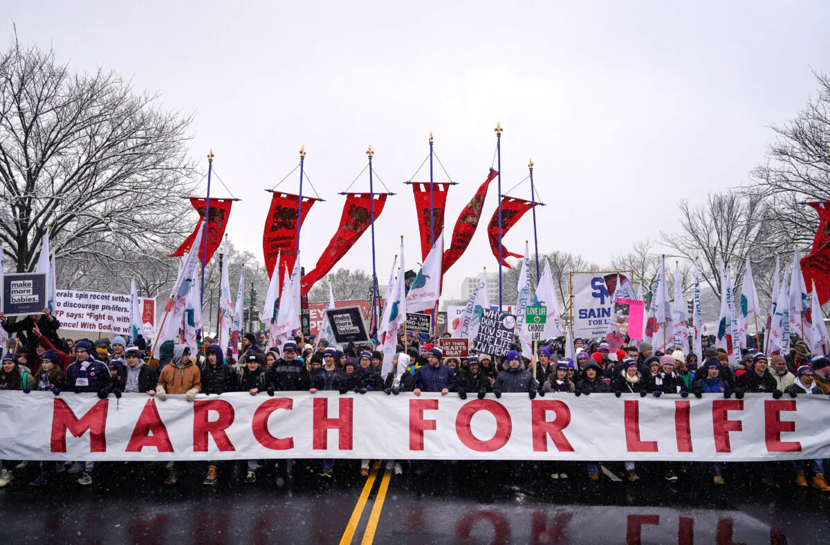 People attend the annual March for Life rally on the National Mall in Washington on Jan. 19, 2024. (Kent Nishimura/Getty Images)