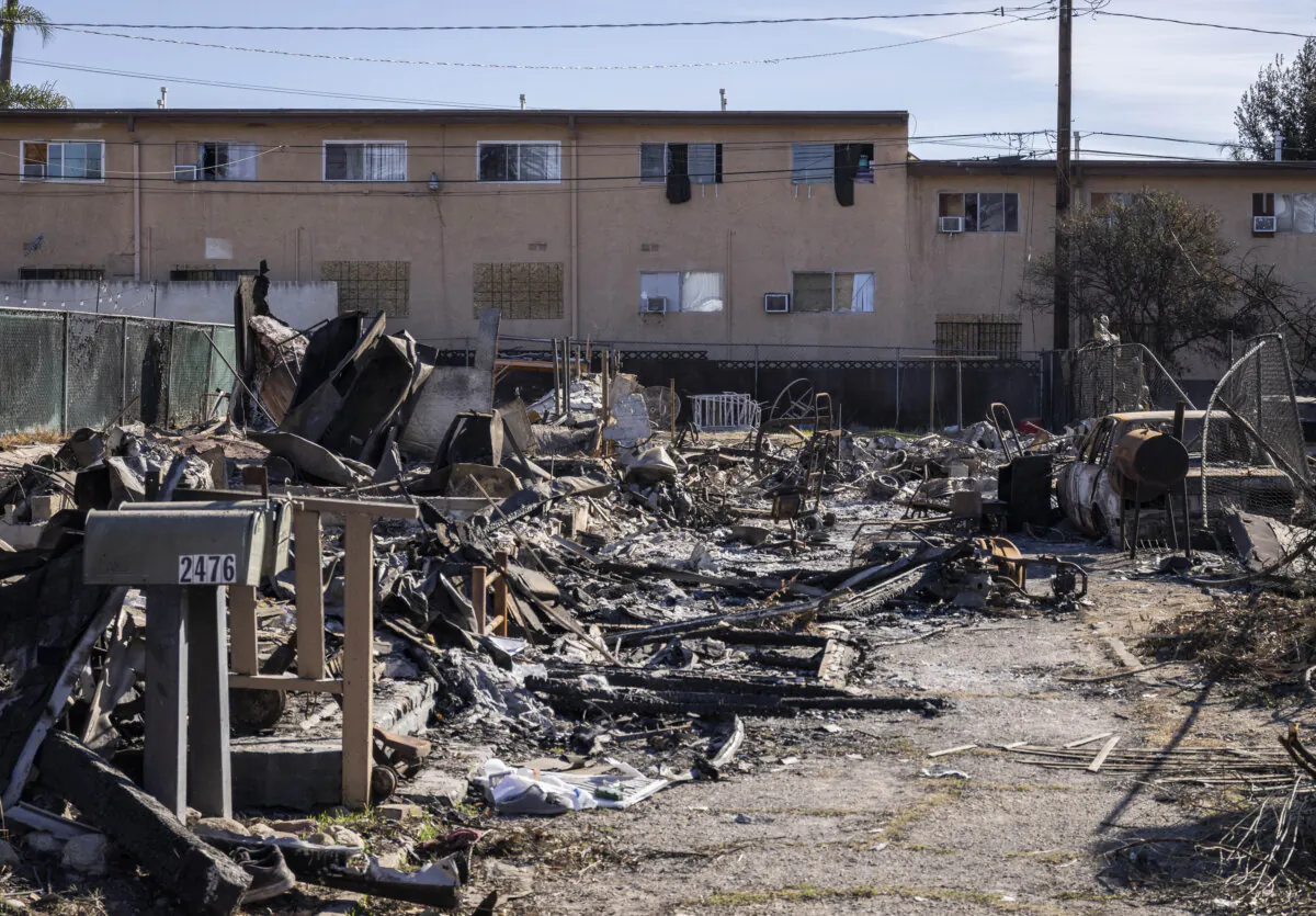 Damage from the Eaton Fire in Altadena, Calif., on Jan. 24, 2025. (John Fredricks/The Epoch Times)