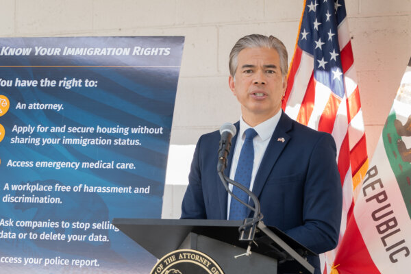 California Attorney General Rob Bonta speaks about protecting immigrants rights