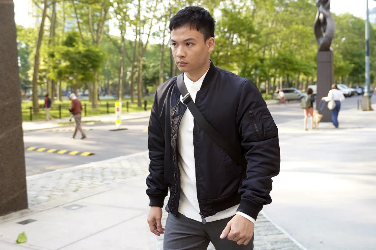 Zheng Congying leaves federal court in the Brooklyn borough of New York on May 31, 2023. (Mary Altaffer/AP Photo)