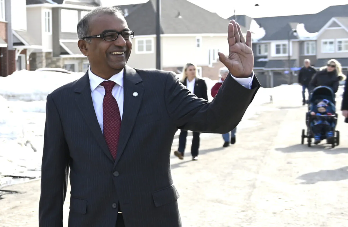 Liberal MP Chandra Arya walks to a press conference about the first-time home buyer incentive in Ottawa on March 20, 2019. (The Canadian Press/Justin Tang)