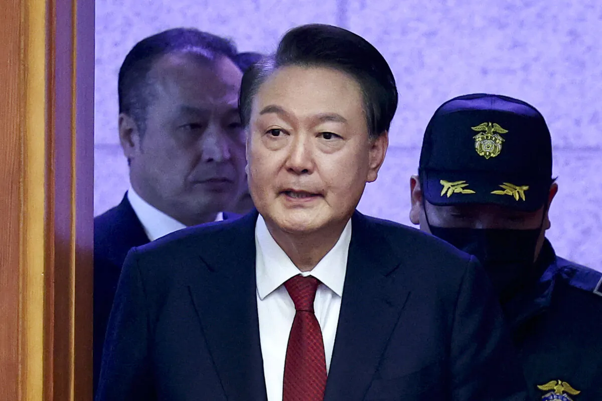 South Korean President Yoon Suk Yeol arrives for his impeachment trial at the Constitutional Court in Seoul, South Korea, on Jan. 21, 2025. (Kim Hong-Ji/Pool/AFP via Getty Images)