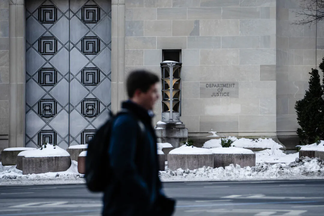 The Department of Justice in Washington on Jan. 9, 2025. (Madalina Vasiliu/The Epoch Times)