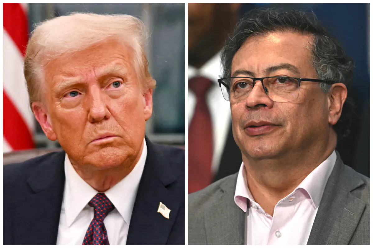 (Left) U.S. President Donald Trump in the Oval Office of the White House in Washington on Jan. 20, 2025. (Right) Colombian President Gustavo Petro in Rio de Janeiro, Brazil, on Nov. 19, 2024. (Jim Watson, Mauro Pimentel/AFP via Getty Images)
