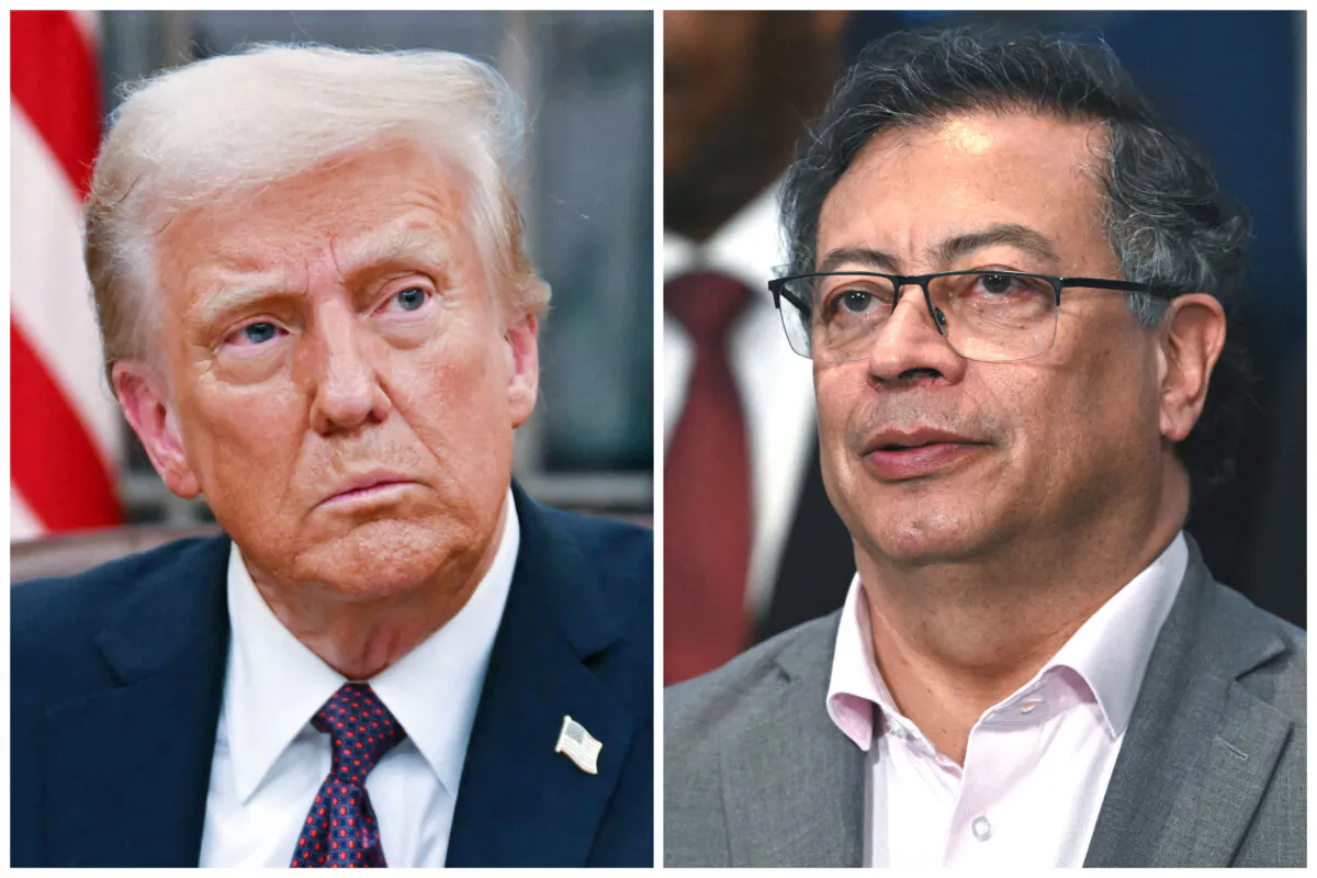 (Left) U.S. President Donald Trump in the Oval Office on Jan. 20, 2025. (Right) Colombian President Gustavo Petro in Rio de Janeiro on Nov. 19, 2024. (Jim Watson, Mauro Pimentel/AFP via Getty Images)