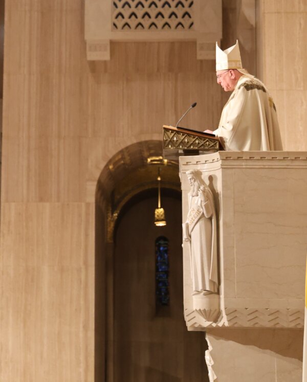 Archbishop Joseph Naumann of Kansas City, Kansas, speaks at the 2025 National March for LIfe vigil Mass, at the National Shrine of the Immaculate Conception in Washington, DC, on Jan. 23, 2025. (Photo courtesy of the Basilica of the National Shrine of the Immaculate Conception)