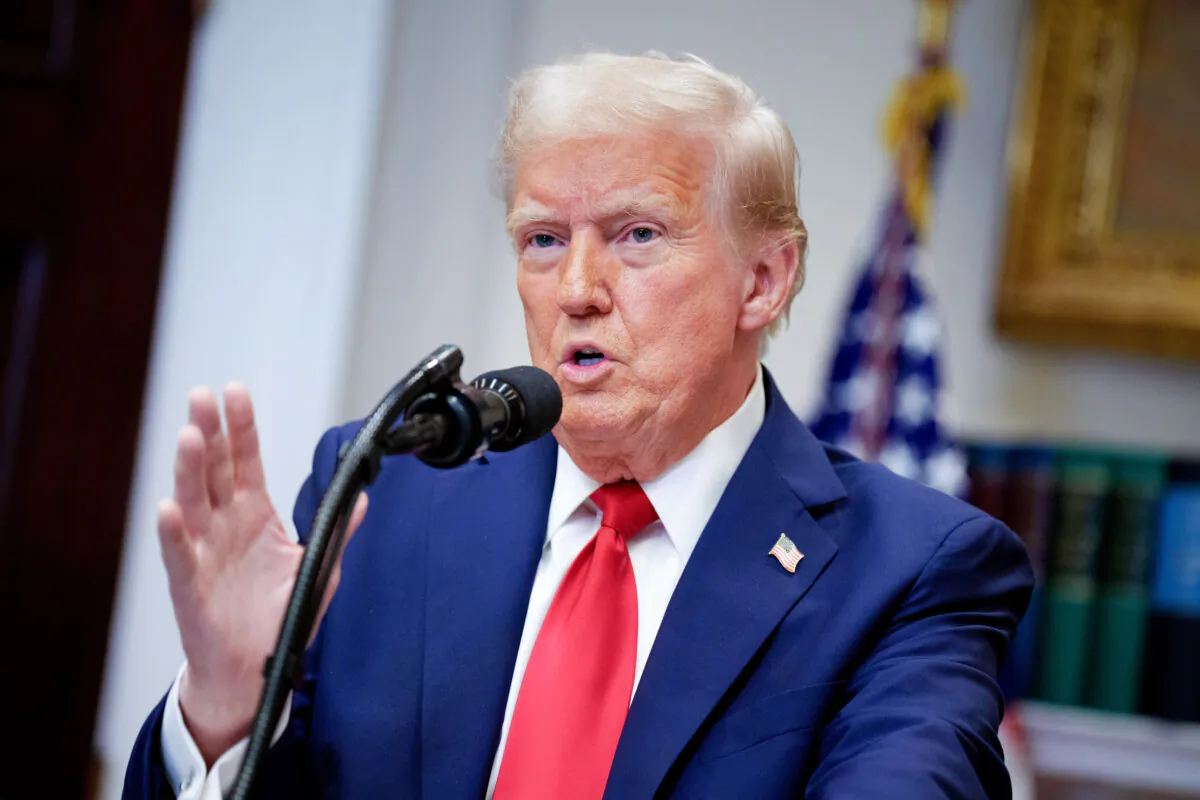 President Donald Trump speaks in the Roosevelt Room of the White House on Jan. 21, 2025. (Andrew Harnik/Getty Images)