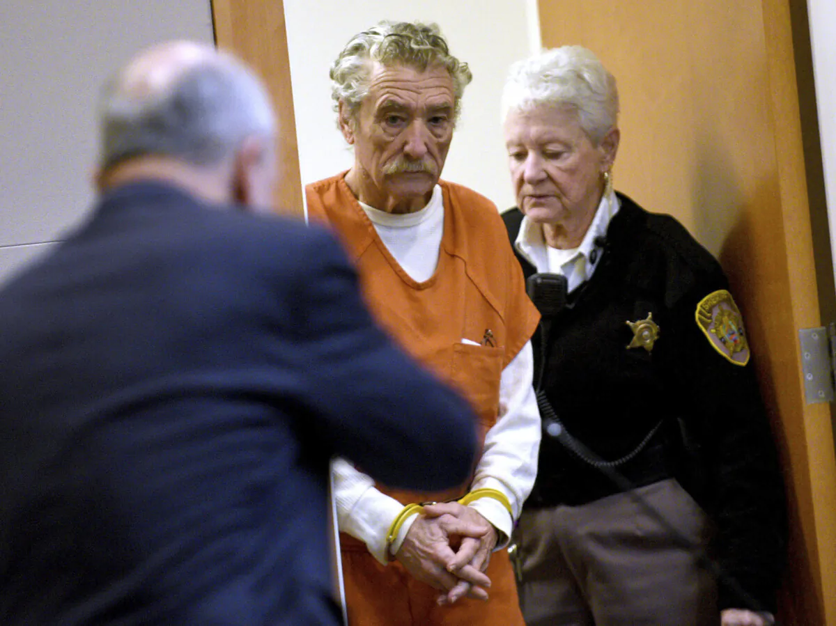 Bradley Asbury gets escorted into the courtroom for his sentencing hearing at Hillsborough County Superior Court in Manchester, N.H., on Jan. 27, 2025. (David Lane/Pool/Union Leader via AP)