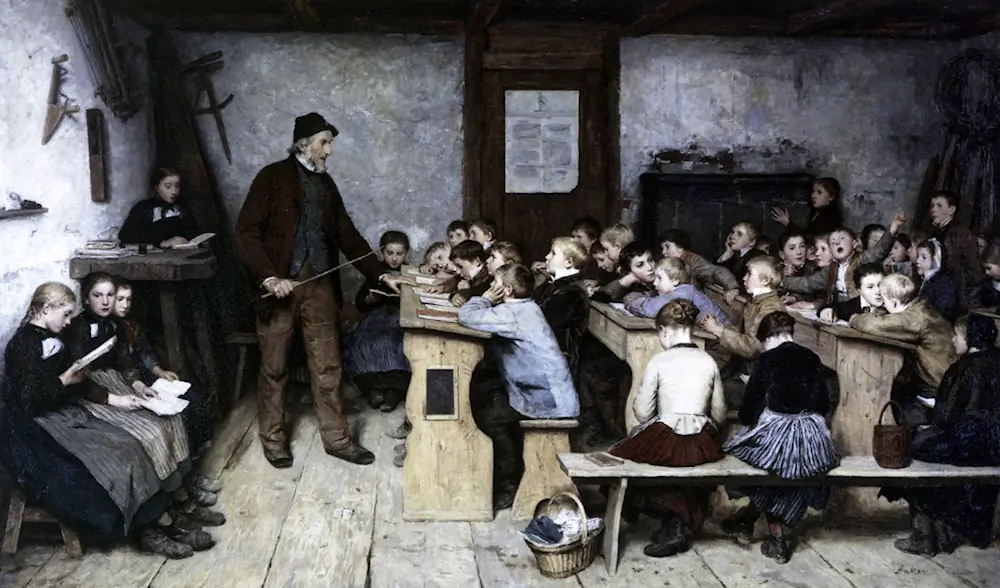 “The Village School in 1848,” 1896, by Albert Anker. (Public Domain)