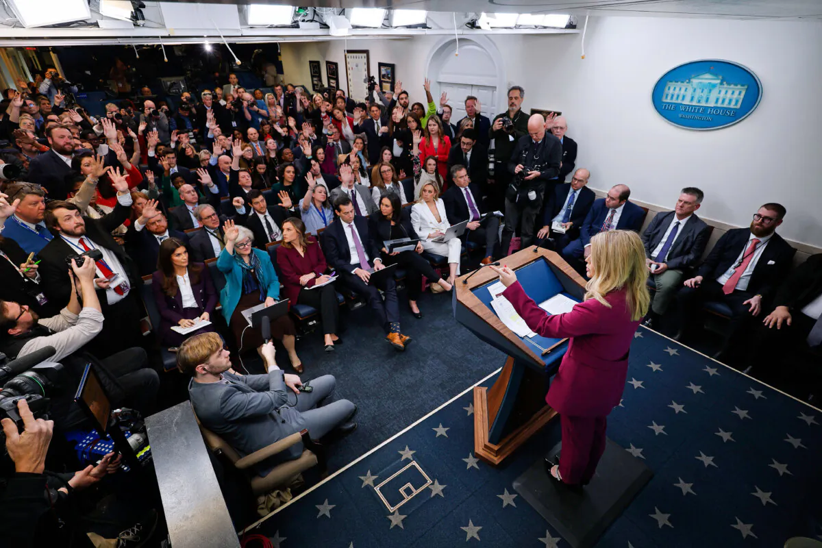 White House Press Secretary Karoline Leavitt takes questions during the daily briefing in the Brady Briefing Room of the White House on Jan. 28, 2025. (Chip Somodevilla/Getty Images)