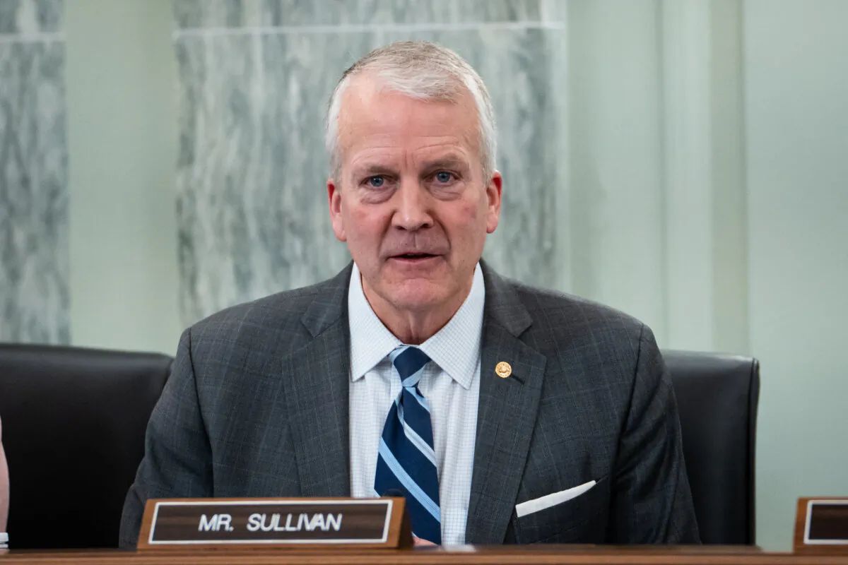 Sen. Dan Sullivan (R-Alaska) speaks during a hearing with Howard Lutnick, nominee for Commerce secretary, on Capitol Hill in Washington on Jan. 29, 2025. (Madalina Vasiliu/The Epoch Times)