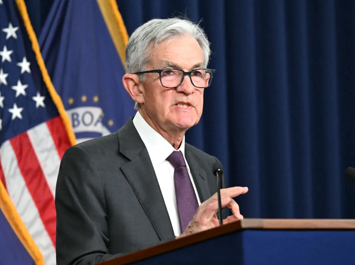 Federal Reserve Chairman Jerome Powell speaks during a news conference at the end of the Federal Open Market Committee meeting  in Washington on Jan. 29. (Andrew Caballero-Reynolds/AFP via Getty Images)