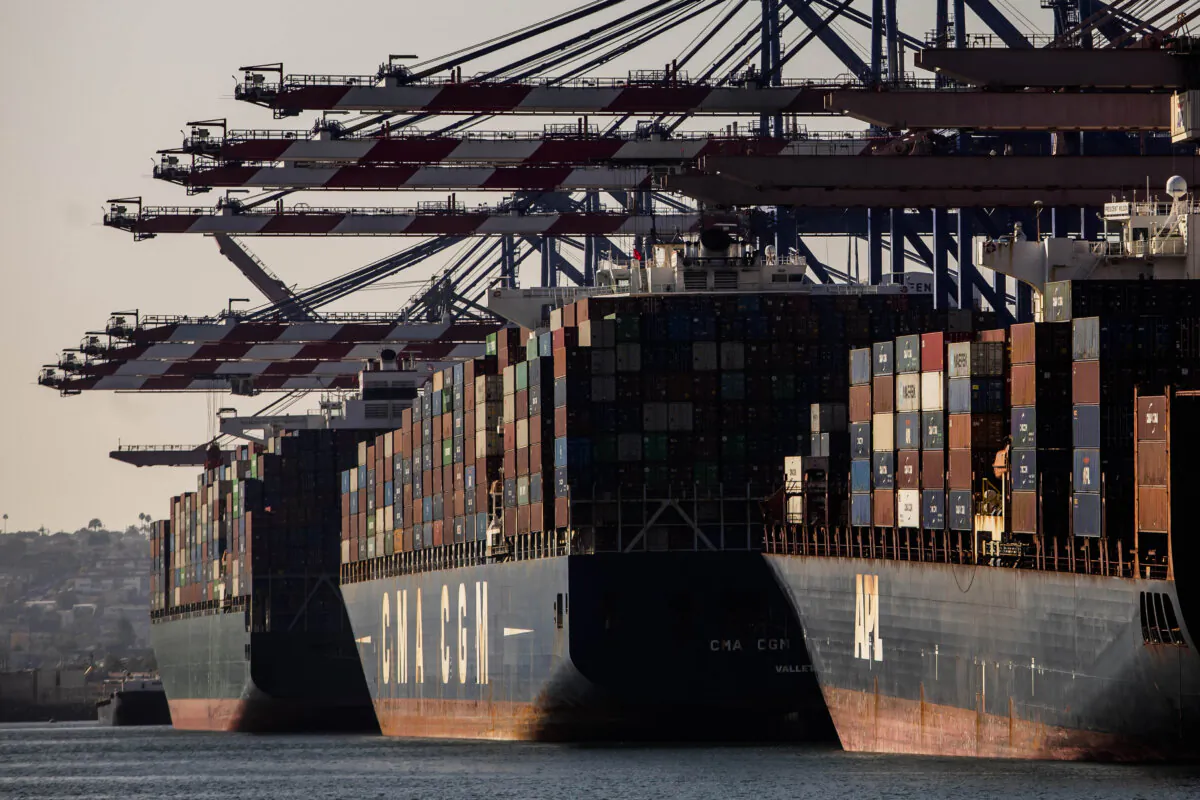 Container ships at the Port of Los Angeles in San Pedro, Calif. (App Gomes/AFP via Getty Images)