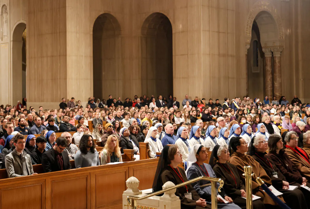 Thousands packed the Basilica of the Immaculate Conception for the 2025 National March for Life Vigil Mass in Washington on Jan. 23, 2025. (Photo courtesy of the Basilica of the National Shrine of the Immaculate Conception)