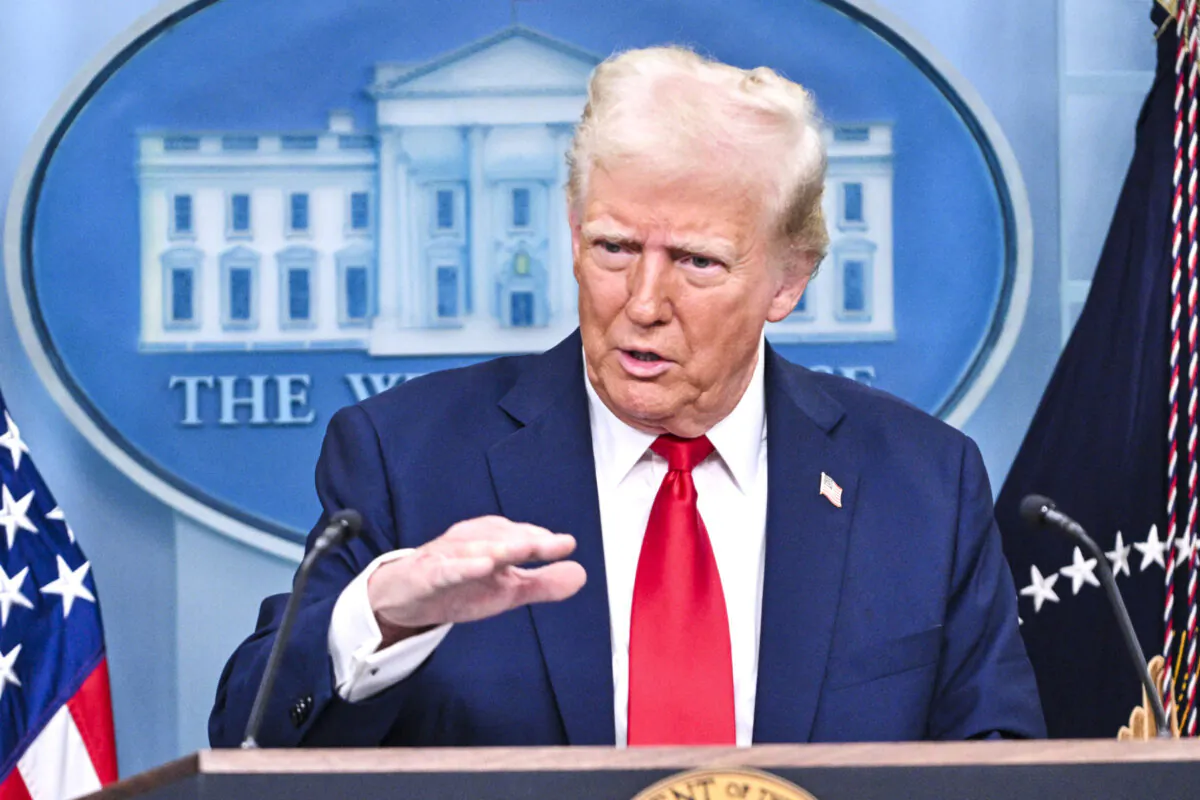 President Donald Trump speaks about the mid-air crash between American Airlines flight 5342 and a military helicopter in Washington, in the Brady Press Briefing Room at the White House on Jan. 30, 2025. (Roberto Schmidt/AFP via Getty Images)