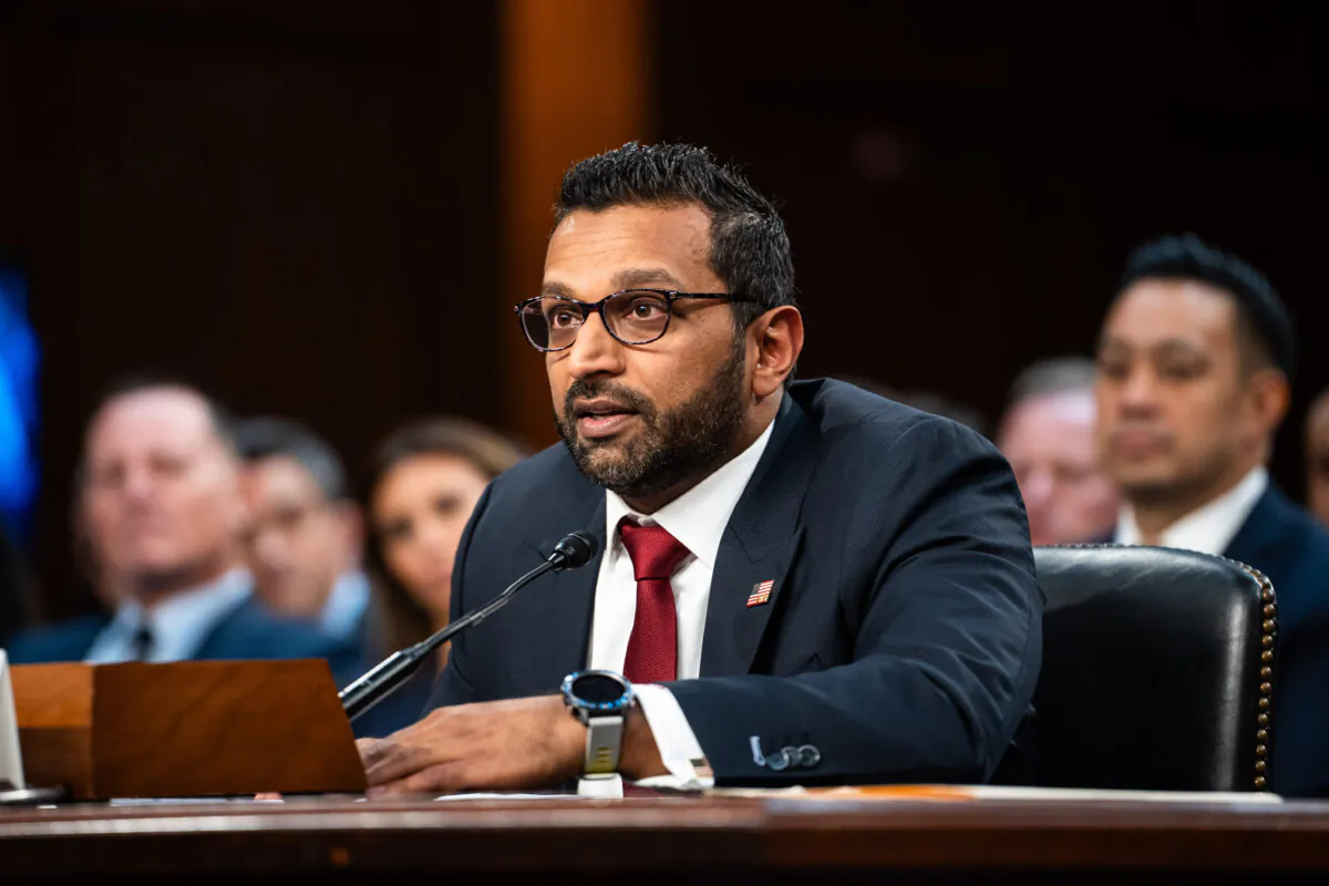 Kash Patel, nominee for director of the FBI, testifies before the Senate Committee on the Judiciary on Capitol Hill in Washington on Jan. 30, 2025. (Madalina Vasiliu/The Epoch Times)