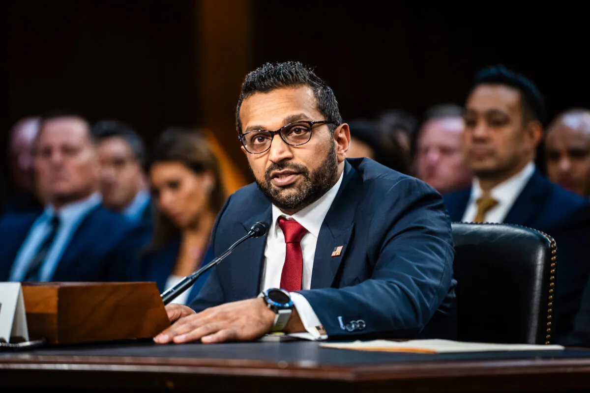 Kash Patel, then nominee for director of the FBI, testifies before the Senate Committee on the Judiciary on Capitol Hill in Washington on Jan. 30, 2025. (Madalina Vasiliu/The Epoch Times)