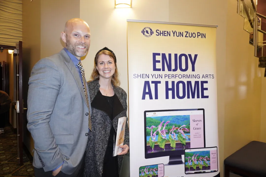 Joel and Christiana Malin at the Shen Yun Performing Arts performance at Thrasher-Horne Center in Orange Park, Fla., on Jan. 28, 2025. (Nancy Ma/The Epoch Times)