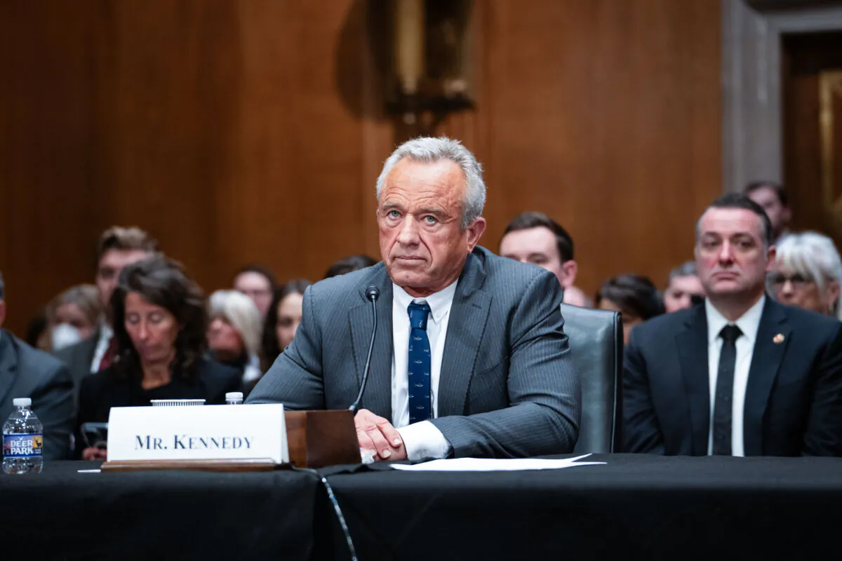 Robert F. Kennedy Jr., nominee for secretary of the Health and Human Services Department, testifies before the Senate Committee on Health, Education, Labor, and Pensions on Capitol Hill in Washington on Jan. 30, 2025. (Madalina Vasiliu/The Epoch Times)