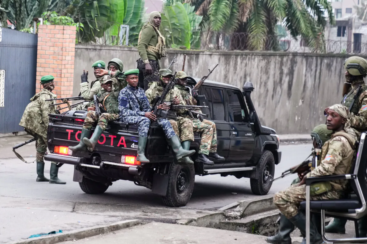 M23 rebels patrol the streets of Goma, Democratic Republic of the Congo, on Jan. 29, 2025. (Brian Inganga/AP)