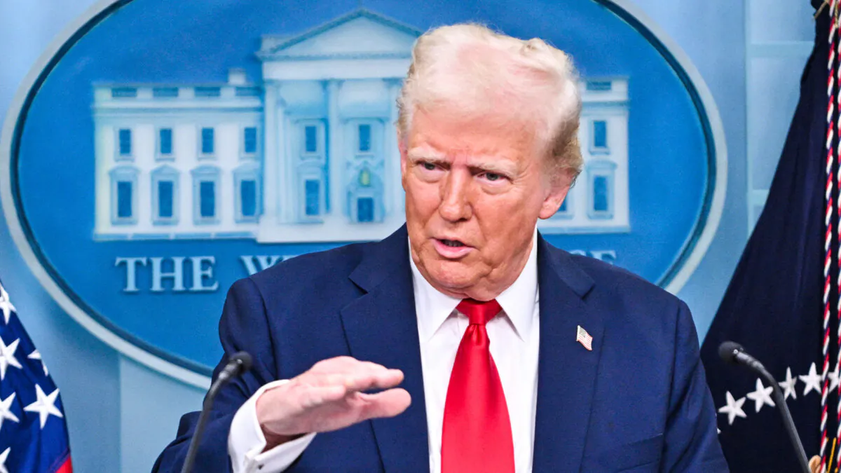 U.S. President Donald Trump speaks at the White House in Washington on Jan. 30, 2025. (Roberto Schmidt/AFP via Getty Images)