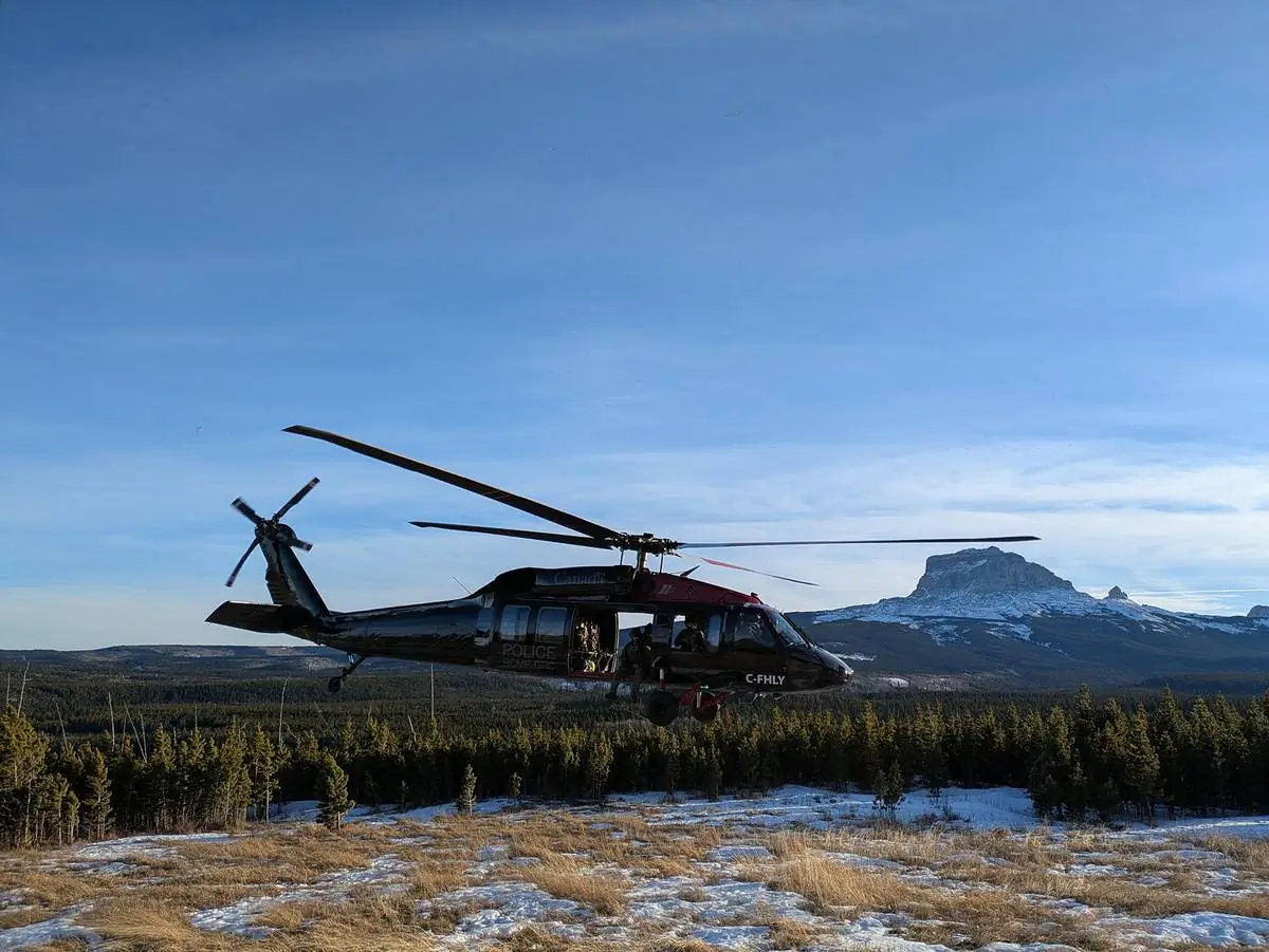 RCMP say Black Hawk helicopters started patrolling the Alberta-U.S. border on Jan. 28, 2025. (RCMP Handout Photo)
