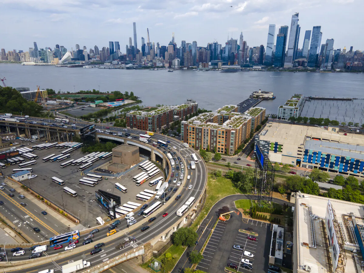 Motorists travel in and out of the Lincoln Tunnel between midtown Manhattan in New York and New Jersey, in Weehawken, N.J., on May 12, 2023. (Ted Shaffrey/AP Photo)
