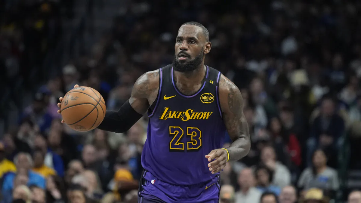 Los Angeles Lakers forward LeBron James dribbles during the second half of an NBA basketball game against the Dallas Mavericks in Dallas on Jan. 7, 2025. (LM Otero/AP Photo)