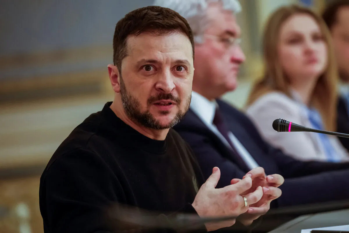 Ukraine's President Volodymyr Zelenskyy attends a press conference in Kyiv, Ukraine, on Jan. 8, 2025. (Alina Smutko/Reuters)