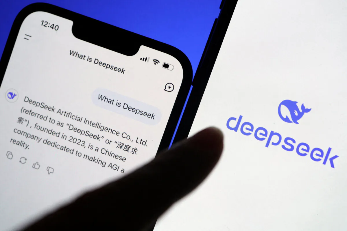 DeepSeek's logo is displayed alongside its AI assistant app, in a file photo taken on Jan. 28, 2025. (Florence Lo/Reuters)