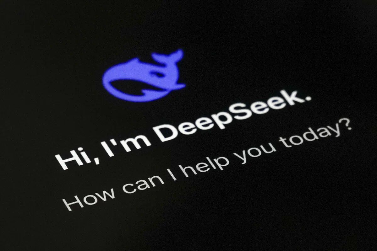 The DeepSeek page on a smartphone screen in Beijing on Jan. 28, 2025. (AP Photo/Andy Wong)