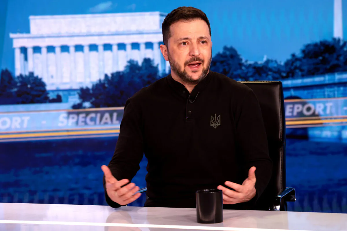 Ukrainian President Volodymyr Zelenskyy speaks during an interview with Fox News Chief Political Anchor Bret Baier on Special Report With Bret Baier at the Fox News studios in Washington on Feb. 28, 2025. (Win McNamee/Getty Images)