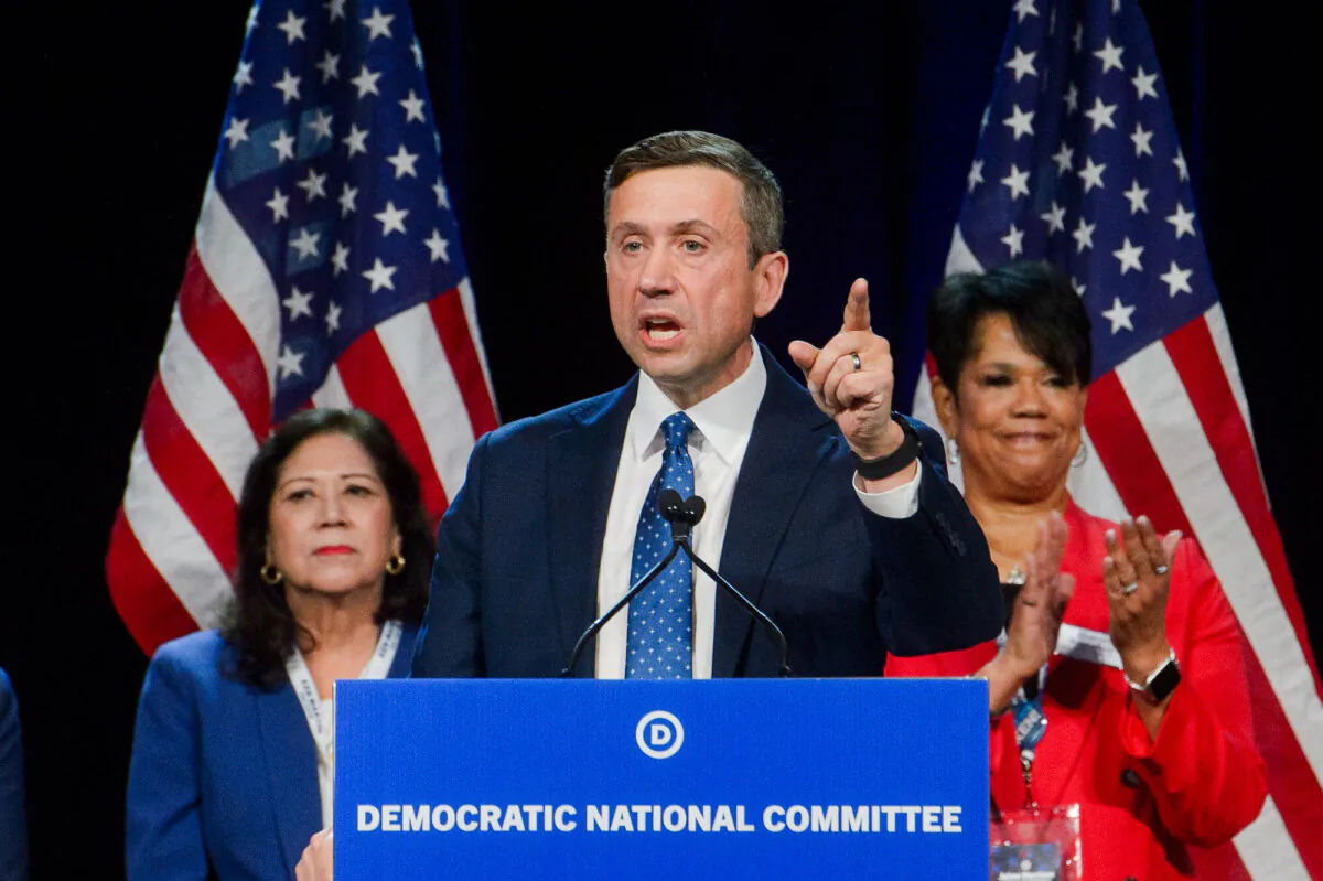 DNC chair candidate Ken Martin speaks at the Democratic National Committee Winter Meeting in National Harbor, Md., on Feb. 1, 2025. (AP Photo/Rod Lamkey, Jr.)
