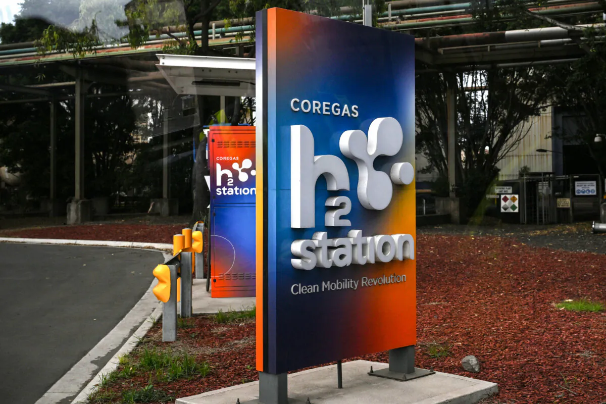 A hydrogen station at BlueScope Steelworks in Port Kembla, Wollongong, Australia, on Feb. 9, 2024. (AAP Image/Dean Lewins)