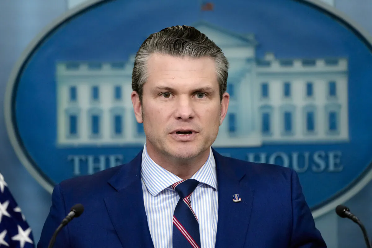Defense Secretary Pete Hegseth speaks in the James Brady Press Briefing Room at the White House on Jan. 30, 2025. (Alex Brandon/AP Photo)