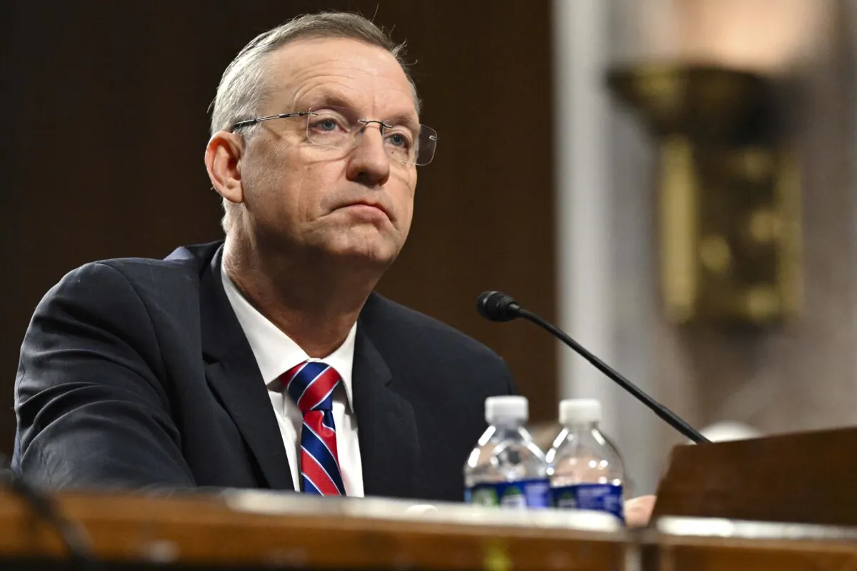 Former U.S. Representative Doug Collins testifies before the Senate Veterans' Affairs Committee on his nomination to be Veterans Affairs Secretary, on Capitol Hill in Washington, Jan. 21, 2025. (Saul Loeb/AFP)