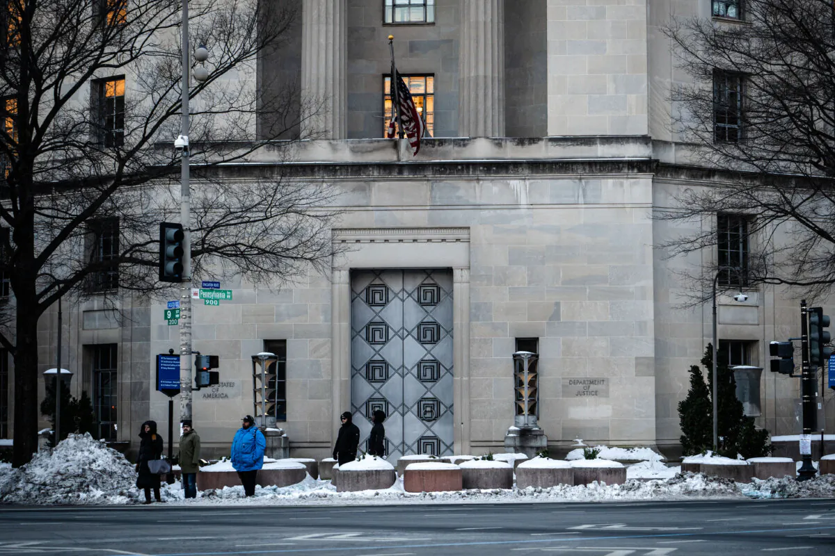 The Department of Justice in Washington on Jan. 9, 2025. (Madalina Vasiliu/The Epoch Times)