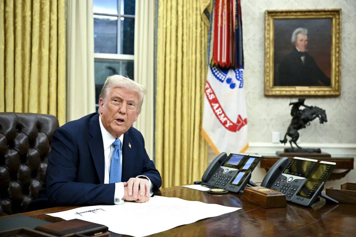 U.S. President Donald Trump speaks to the media after signing an executive order in the Oval Office of the White House in Washington, on Jan. 31, 2025. (Mandel Ngan/AFP)